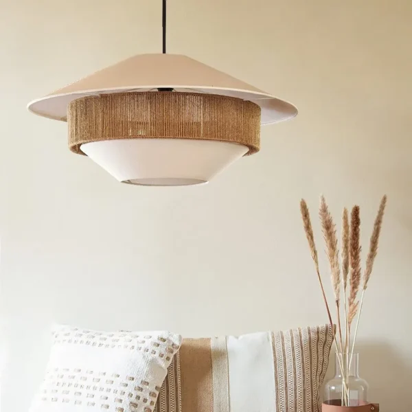 Lámpara colgante Vintage Wabi-sabi cañamo - Imagen 3