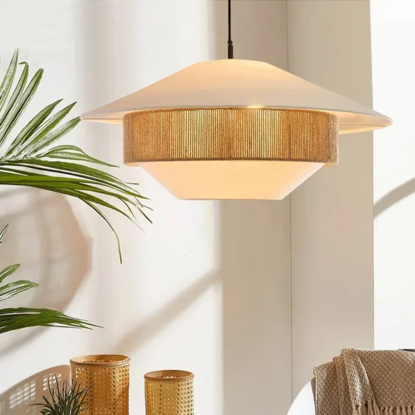 Lámpara colgante Vintage Wabi-sabi cañamo - Imagen 2