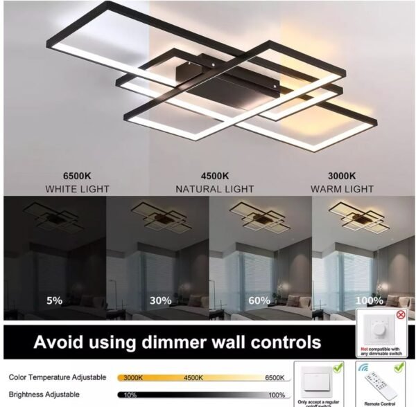 Lámpara led minimalista de techo cuadros